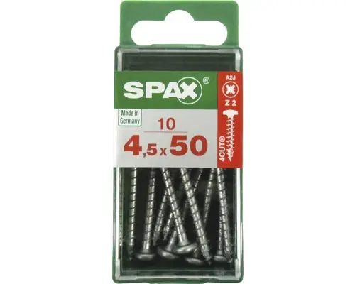 Spax Universalschraube Kreuzschlitz PZ 2, Halbrundkopf, 4,5x50 mm, 10 Stück