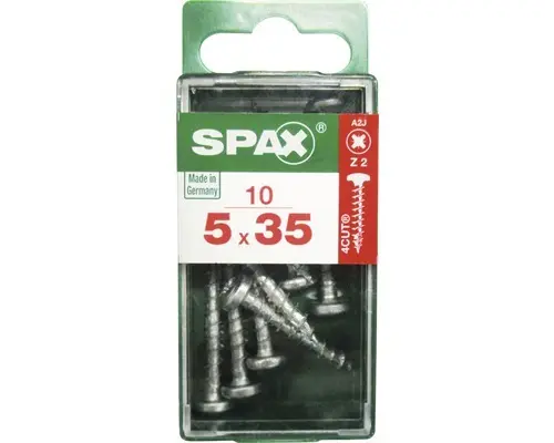 Spax Universalschraube Kreuzschlitz PZ 2, Halbrundkopf, 5x35 mm, 10 Stück
