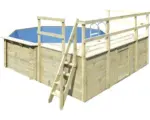 Hornbach Aufstellpool Holzpool-Set Karibu Classic 2D rund Ø 470x124 cm inkl. Leiter, Bodenschutzvlies, Sonnendeck & 2 Flügel Holz