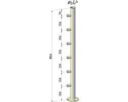 Geländerpfosten mit Bodenplatte Ø 42,4 mm x 0,85 m / 6 Löcher