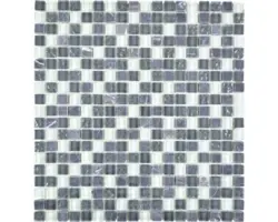 Glasmosaik mit Naturstein XCM M810 30,5x32,2 cm grau