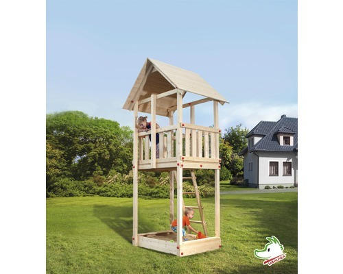 Spielturm weka Tabaluga mit Sandkasten natur