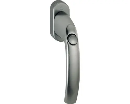 Fenstergriff ARON Stahlfarben Druckknopf für 8.5 K (40 mm Dornsteg)