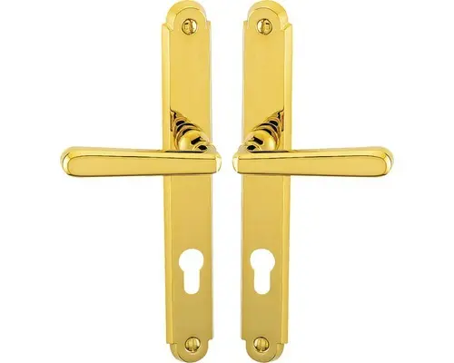 Sicherheitsbeschlag Profilzylinder PZ Haustür HT-PZ 10/92 rechts/links "Wien" Messing/messing-poliert