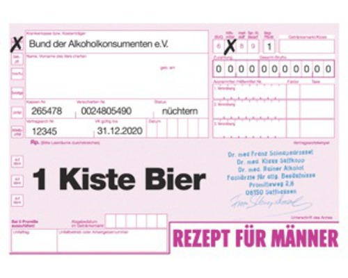 Postkarte 1 Kiste Bier Rezept für Männer 14,8x10,5 cm