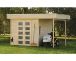 Hornbach Blockbohlenhaus SKAN HOLZ Venlo 2 mit Fußboden und seitlichem Dach 420x290 cm natur