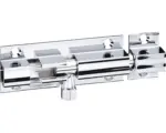 Hornbach Grendelriegel mit Knopf und loser Schlaufe, 60 x 25 mm, Messing vernickelt poliert
