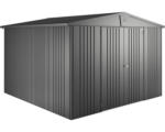 Hornbach Gartenhaus Biohort Europa inkl. Dachrinne Regale Set Lüftung 296 x 296 cm dunkelgrau-metallic