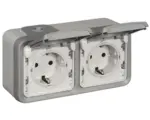 Hornbach Steckdose (SL) 2-Fach LEG FR/AP grau waagrecht