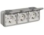 Hornbach Steckdose (SL) 3-Fach LEG FR/AP grau waagrecht