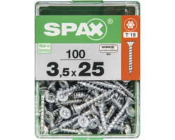 Spax Universalschraube Senkkopf Stahl gehärtet T 15, Holz-Vollgewinde 3,5x25 mm, 100 Stück