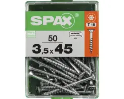 Spax Universalschraube Senkkopf Stahl gehärtet T 15, Holz-Teilgewinde 3,5x45 mm, 50 Stück