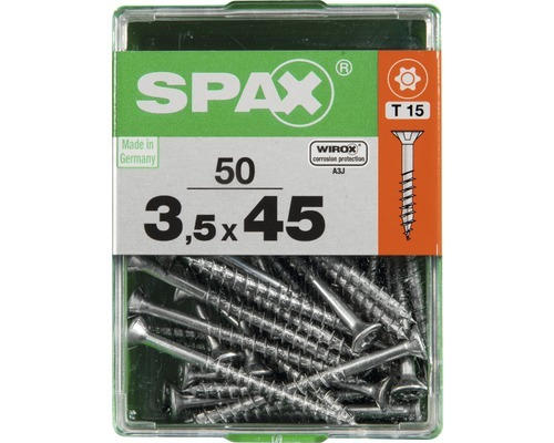 Spax Universalschraube Senkkopf Stahl gehärtet T 15, Holz-Teilgewinde 3,5x45 mm, 50 Stück