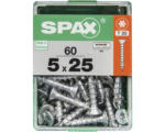 Hornbach Spax Universalschraube Senkkopf Stahl gehärtet T 20, Holz-Teilgewinde 5x25 mm, 60 Stück