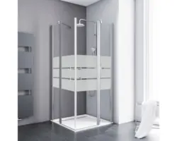 Eckeinstieg mit Drehtür Schulte Galaxy 900x900x1900 mm Dekorglas Depoli Light aluminium