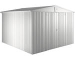 Hornbach Gartenhaus Biohort Europa inkl. Dachrinne Regale Set Lüftung 296 x 296 cm silber-metallic