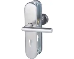 Sicherheitsbeschlag Profilzylinder PZ Haustür HT-PZ 10/92 rechts/links "Moskau-LS" Edelstahl/edelstahl-satiniert TS 67-72 mm