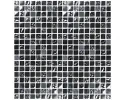 Glasmosaik mit Naturstein 30,5x30,5 cm schwarz