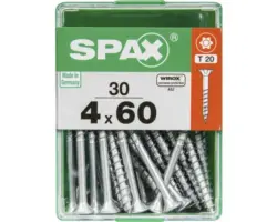 Spax Universalschraube Senkkopf Stahl gehärtet T 20, Holz-Teilgewinde 4x60 mm, 30 Stück