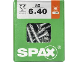 Spax Universalschraube Senkkopf Stahl gehärtet T 30, Holz-Teilgewinde 6x40 mm, 50 Stück