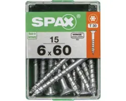Spax Universalschraube Senkkopf Stahl gehärtet T 30, Holz-Teilgewinde 6x60 mm, 15 Stück