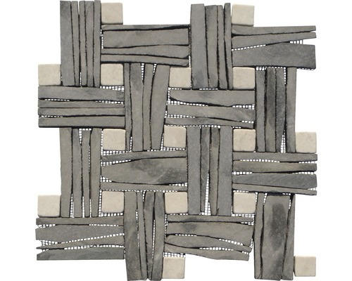 Natursteinmosaik Schiefer 30,0x30,0 cm anthrazit beige