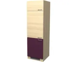 Kühlumbauschrank Flex Well Focus Akazie-Dekor/Aubergine 60x200x57 cm mit Drehtür