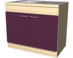 Hornbach Spülenunterschrank Flex Well Focus Akazie-Dekor/Aubergine 100x86x60 cm mit Drehtür