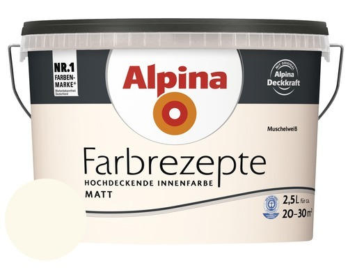 Alpina Wandfarbe Farbrezepte Muschelweiß 2,5 l