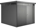 Hornbach Gartenhaus Biohort HighLine inkl. Dachrinne Regale Set Lüftung Oberlicht 254 x 254 cm dunkelgrau-metallic