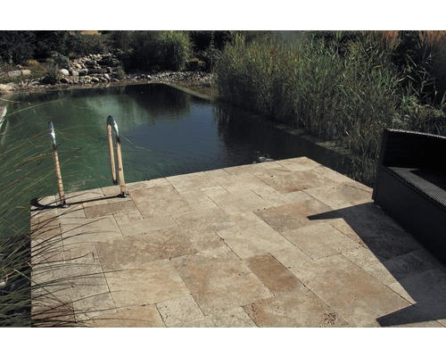 FLAIRSTONE Travertin Terrassenplatte Napoli römischer Verband Set = 1,48 m²