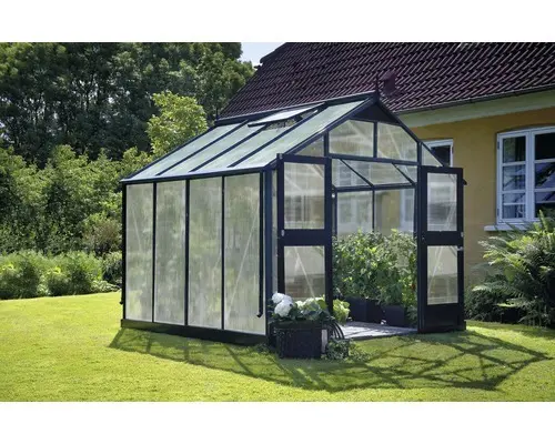 Gewächshaus JULIANA Premium 8,8 m² 10 mm Stegdoppelplatten 296x296 cm anthrazit