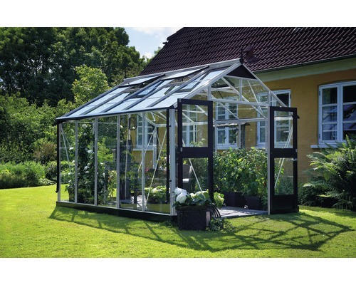 Gewächshaus JULIANA Premium 10,9 m² 3 mm Sicherheitsglas 296x368 cm Aluminium