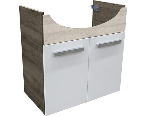 Waschbeckenunterschrank Fackelmann A-Vero 64x63x35 cm ohne Waschbecken weiß/graueiche