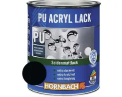 HORNBACH Buntlack PU Acryllack seidenmatt RAL 9005 tiefschwarz 125 ml