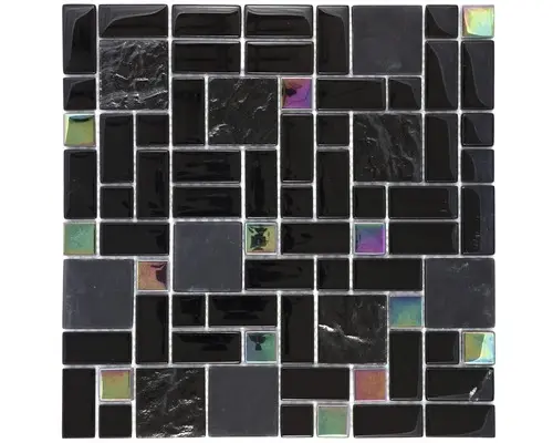 Glasmosaik Rainbow 30,0x30,0 cm schwarz