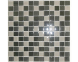 Glasmosaik mit Naturstein 30,0x30,0 cm beige grau schwarz