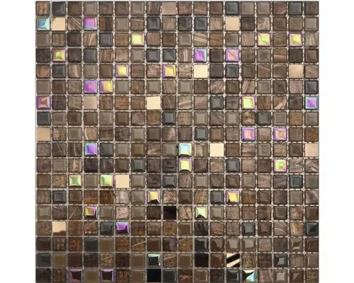 Glasmosaik 30,0x30,0 cm perlmutt braun mix