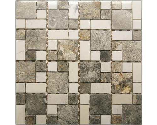 Natursteinmosaik Golden Vien 30,5x30,5 cm beige braun grau