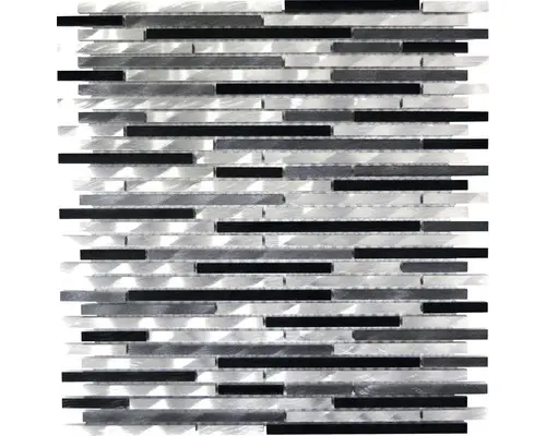 Aluminiummosaik XAM A881 29,8x31,8 cm grau schwarz silber