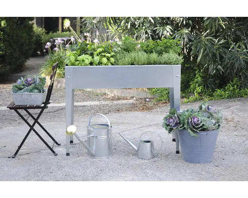 Hochbeet auf Stelzen verzinkt 100x40x84 cm silber