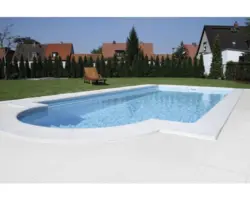 Poolumrandung Beckenrandstein Aquitaine Terrassen-Anschlussplatte Betonwei? 49,5 x 48,5 x 3,2 cm