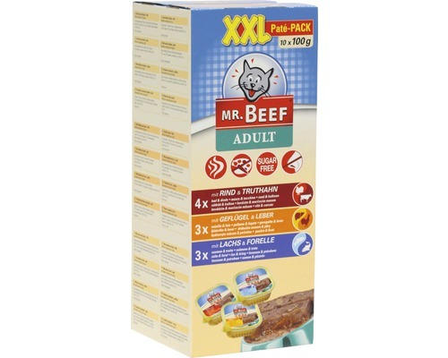 Katzenfutter nass MR.BEEF Schalen Paté 10x100 g