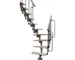 Hornbach Pertura Mittelholmtreppe Raumspartreppe Arion Perlgrau 1/4 gewendelt unten links/rechts 66 cm Stabgeländer Birke Multiplex Lackiert 12 Stufen / 13 Steigungen