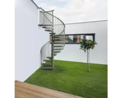 Pertura Spindeltreppe Zenobia Stahl feuerverzinkt Ø 140 cm Grau 14 Stufen 15 Steigungen