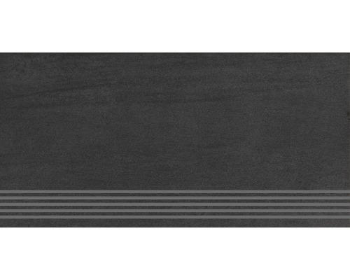 Feinsteinzeug Treppenstufe Sokio 30,0x60,0 cm schwarz matt