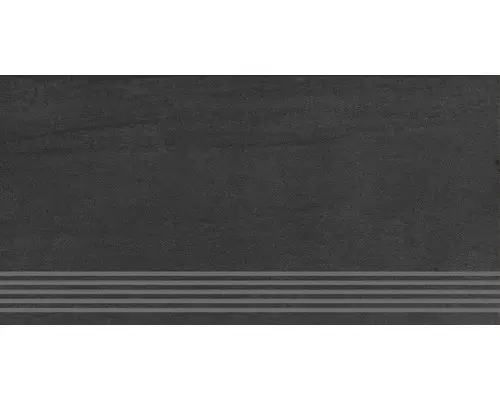 Feinsteinzeug Treppenstufe Sokio 30,0x60,0 cm schwarz matt