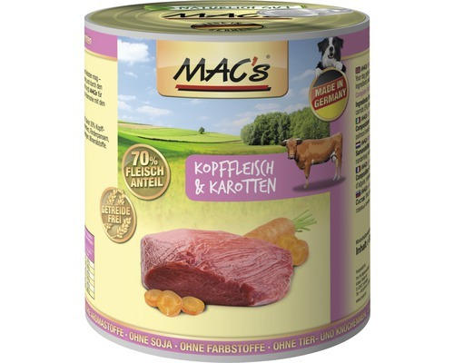 Hundefutter nass MAC's Kopffleisch 800 g