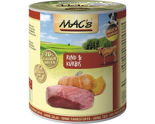 Hundefutter nass MAC's Rind und Reis 800 g