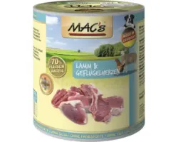 Hundefutter nass MAC's Lamm und Geflügelherzen 800 g